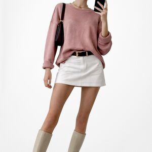 Vintage Y2K Salmon Pink Pullover Oversized Sweatshirt Casual Sweater Top Size S